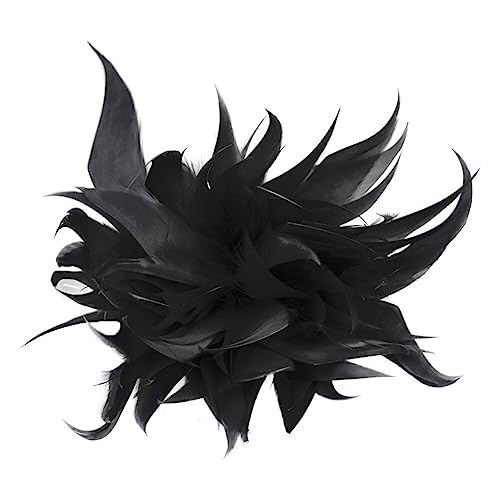 ihreesy Elegante Brosche Damen Feder, Vintage Haarschmuck Brosche Party Kleidung Dekor Kopfschmuck Hochzeits-Brosche Damen-Feder-Brosche Feder-Blumen-Brosche Feder Stirnband Kopfschmuck,Schwarz von ihreesy
