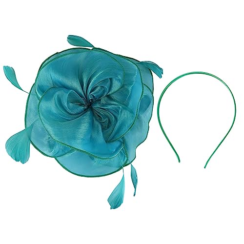 ihreesy Fascinator Stirnband Haarband Feder Fascinator Hüte,Damen Fascinator Feder Blume Haarclip Elegante Stirnband Kopfschmuck Haarschmuck Kopfbedeckung Brautschmuck Haar Clip Hut,Grün von ihreesy