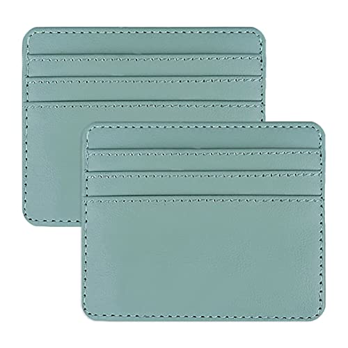 ihreesy Kreditkartenetui Damen Herren, 2 Stück PU-Leder Kartenhalter Brieftasche Visitenkartenetui Tragbar Kreditkartenhalter Geldbeutel Kartenetui 4 Fach Mini Portemonnaie Wallet,Blau von ihreesy