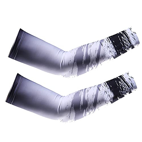 ihreesy Kühlung Armlinge,Unisex Ice Silk Armstulpen Long Arm Ärmel UV-Schutz Arm Sleeves Elastische Arm Sleeves Anti-Rutsch Armabdeckung Sonnenschutz Arm Kompression Abdeckung,Schwarz XL(31-34cm) von ihreesy