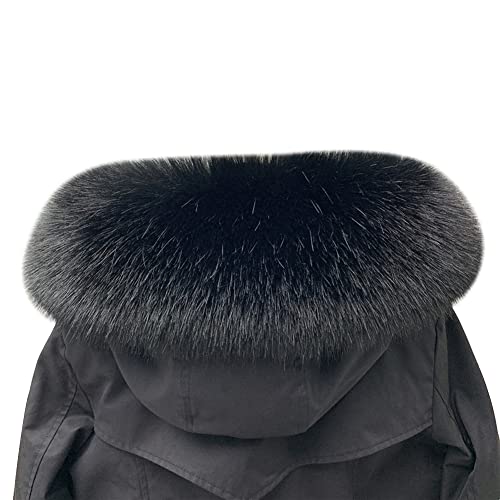 Ihreesy Kunstpelz Schal 75cm - Winterkragen Fellimitat Fuchs Schal Damen Schals Kunstfell Kapuze Pelzschal Abnehmbare Fellkragen für Wintermantel Daunen Jacke, Schwarz von ihreesy