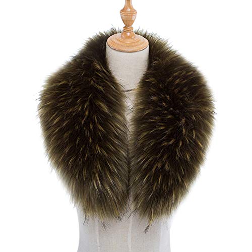 ihreesy Kunstpelz Schal,Luxuriös 80cm Fellimitat Fuchs Pelzkragen Schals Wärm Winterschal Kunstpelzkragen Wintermantel Fauxpelzkragen Flauschig Kunstfell Kapuze Winterschal,Grün von ihreesy