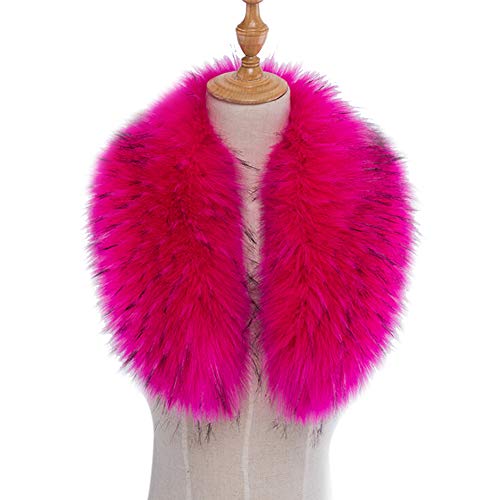 ihreesy Kunstpelz Schal,Luxuriös 90cm Fellimitat Fuchs Pelzkragen Schals Wärm Winterschal Kunstpelzkragen Wintermantel Fauxpelzkragen Flauschig Kunstfell Kapuze Winterschal,Rot Rosa von ihreesy