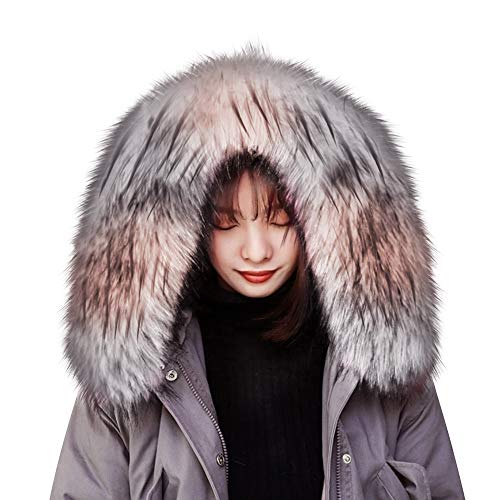 ihreesy Luxuriöser Pelzkragen Fellimitat Fuchs Cape Frau Pelzschal Winterschal Flauschig Fellkragen Kunstfell Schal für Jacke Kapuze Wintermantel Trim 80CM,Weiß von ihreesy