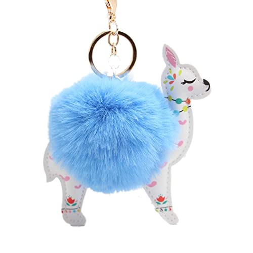 ihreesy Schlüsselanhänger Plüsch Pompom, Kunstfell Schlüsselbund Anhänger Schlüsselring Flauschiger Kunst Plüschkugel Anhänger Schlüsselhalter Charm für Taschen Geldbörsen Rucksäcke,Blau von ihreesy