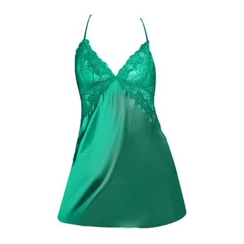 ihreesy Spitzen-Nachthemd, Damen-Nachthemd mit V-Ausschnitt Nachthemd Träger-Nachtwäsche Braut-Nachtwäsche Nachthemd Verstellbare Träger Nachtkleid,Grün S von ihreesy