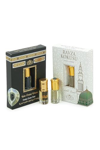 ihvan online, Personal Duft, Lang Anhaltendes Parfümöl-Rollerball, Alkoholfreie Duftöl-Parfüms für Herren & Damen, Musk 6mL / 0,20 fl Oz (2er Pack), Kaaba Cover, Ravza von ihvan online