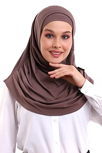 ihvan online, muslimischer Hijab für Frauen, bereit zu tragen, weich, leicht und komfortabeles Kopftuch, Halsbandana Langes Schals, Farbe: Brown von ihvan online