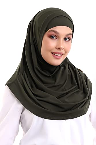 ihvan online, muslimischer Hijab für Frauen, bereit zu tragen, weich, leicht und komfortabeles Kopftuch, Halsbandana Langes Schals, Farbe: Khaki von ihvan online