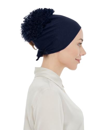 ihvan online Hijab Kappe, Kopftuch, Volumizing Anti Rutsch Kopftücher Unterkappe für Frauen, Bone mit Rückbindung, Dunkelblau von ihvan online