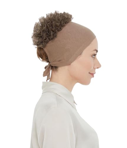 ihvan online Hijab Kappe, Kopftuch, Volumizing Anti Rutsch Kopftücher Unterkappe für Frauen, Bone mit Rückbindung, Hellbraun von ihvan online