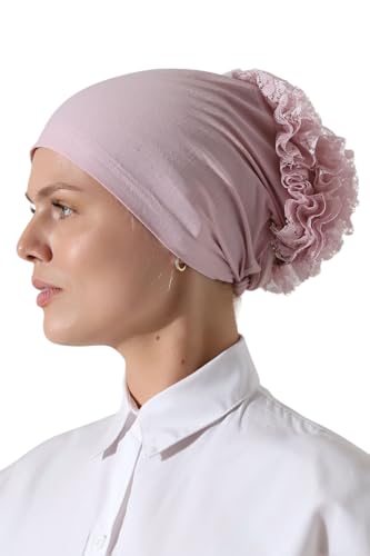 ihvan online Hijab Kappe, Kopftuch, Volumizing Anti Rutsch Kopftücher Unterkappe für Frauen, Bone mit Rückbindung, Rosa von ihvan online