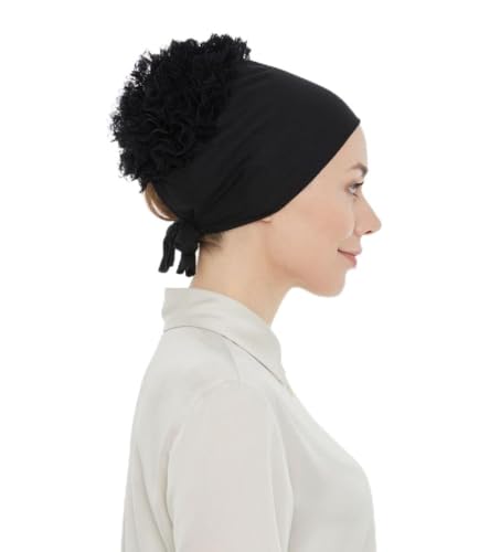 ihvan online Hijab Kappe, Kopftuch, Volumizing Anti Rutsch Kopftücher Unterkappe für Frauen, Bone mit Rückbindung, Schwarz von ihvan online