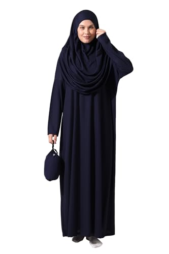 ihvan online Muslimische Kleider für Frauen, Einteiliges Langarm-islamisches Gebetskleid, Marineblau, XXX-Large-6X-Large von ihvan online