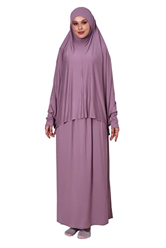 ihvan online Muslimische Kleider für Frauen, Zweiteilige Langhülle Islamisches Gebetskleid, Hijab, Rose von ihvan online