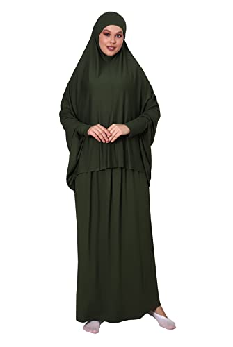 ihvan online Muslimische Kleider für Frauen, zweiteilige Langhülle Islamisches Gebetskleid, Hijab, grün von ihvan online