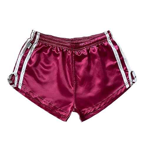 iiffii Nylon Satin Retro Short für Herren Hochleistungs-Thai-Boxshorts Glänzende Nylon-Active-Wear Stilen für Sportliche Nylon Shorts ultimativen Komfort und Stil (Magenta Large) von iiffii