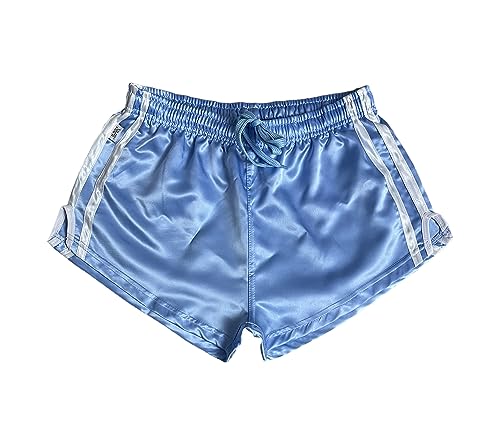 iiffii Nylon Satin Retro Short für Herren Hochleistungs-Thai-Boxshorts Glänzende Nylon-Active-Wear Stilen für Sportliche Nylon Shorts ultimativen Komfort und Stil (SkyBlue 2XL) von iiffii