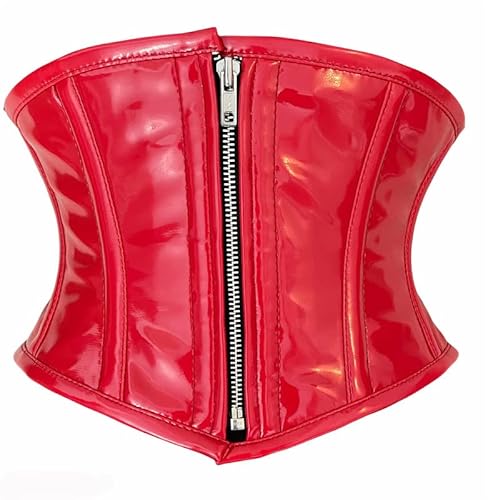 iiffii PVC Korsett für Damen Taillenformer Strong Reißverschluss Corset- Rot Waist Trainer (ROT Größe 46) von iiffii