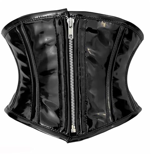 iiffii PVC Korsett für Damen Taillenformer Strong Reißverschluss Corset- Schwarz Waist Trainer Größe (34) Zoll (34, Schwarz), PVC-Korsett-001 von iiffii