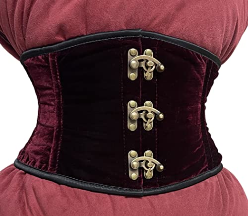 iiffii Samt Korsett für Damen Taillenformer Strong Corset Weiche Verschlussleisten aus Edelstahl- Waist Trainer Aus Weinrot Sam (as3, numeric, numeric_40, plus, regular) von iiffii