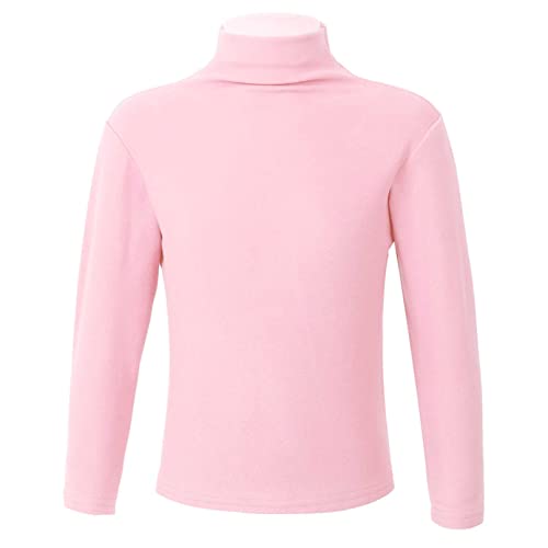 iiniim Baby Mädchen Jungen Langarmshirt Rollkragen Pullover Baumwolle T-Shirt Unterhemd Basic Tops Bluse Einfarbig Aa Rosa 104-110 von iiniim