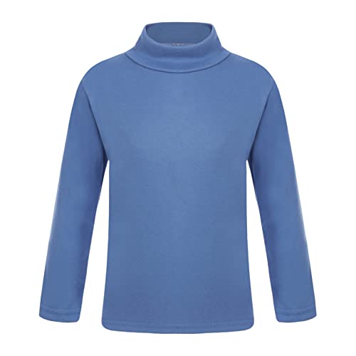 iiniim Baby Mädchen Jungen Langarmshirt Rollkragen Pullover Baumwolle T-Shirt Unterhemd Basic Tops Bluse Einfarbig E Blau 146-152 von iiniim
