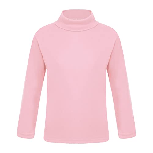 iiniim Baby Mädchen Jungen Langarmshirt Rollkragen Pullover Baumwolle T-Shirt Unterhemd Basic Tops Bluse Einfarbig E Rosa 122-128 von iiniim