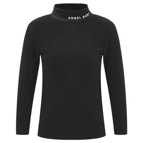 iiniim Baby Mädchen Jungen Langarmshirt Rollkragen Pullover Thermo Shirt Unterhemd Bluse Basic Tops Oberteile Warme Winter Kleidung H Schwarz A 146-152 von iiniim