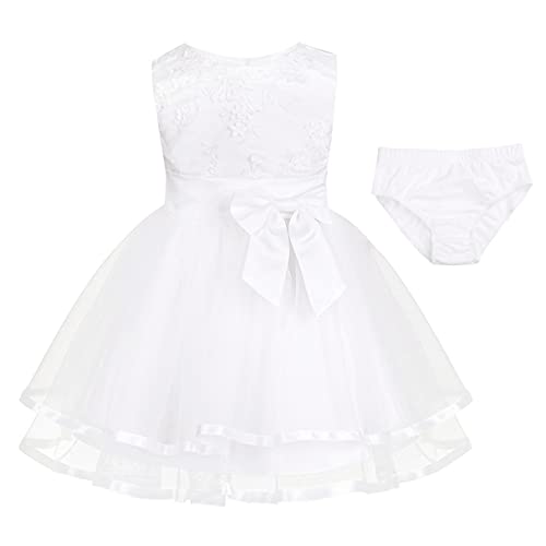 iiniim Baby Mädchen Kleid Festlich Kleid Blumenmädchenkleid Prinzessin Taufkleid Hochzeit Baby Kleider Für 0-24 Monate Weiß 62-68 von iiniim