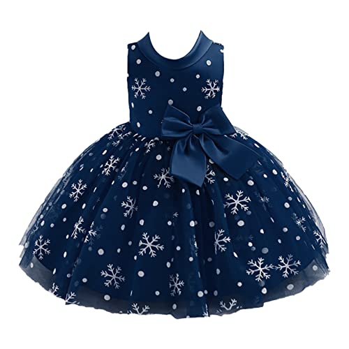 iiniim Baby Mädchen Prinzessin Kleid Blumenmädchenkleid Taufkleid Festlich Kleid Hochzeit Partykleid Festzug Babybekleidung Gr. 50-92 E Dunkel Blau 86-92 von iiniim