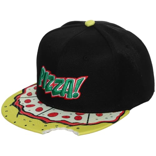 iiniim Cartoon Pizza Hip Hop Baseball Cap Für Damen Herren Unisex Verstellbare Snapback Hüte Schwarzer Brief Einheitsgröße von iiniim