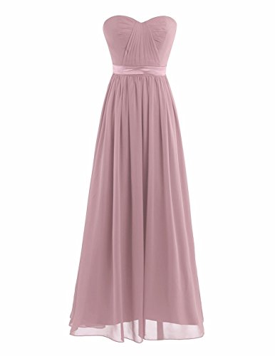 iiniim Damen Abendkleid Bandeau Cocktailkleid A-Linie Chiffon Hochzeit Brautjungfernkleider Lang Ballkleid Partykleid Gr.34-46 Dusty Rose 40 von iiniim