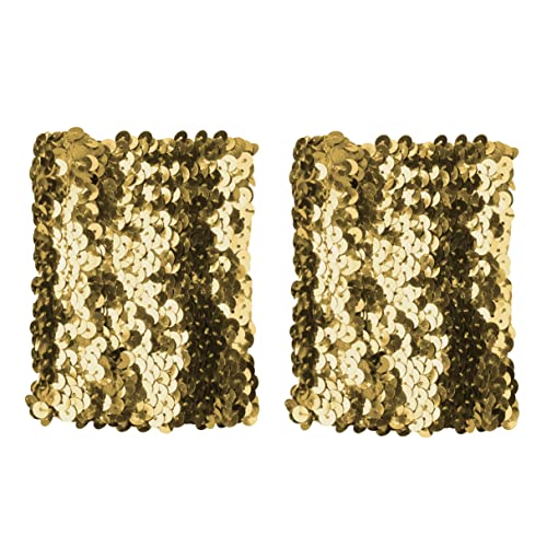 iiniim Damen Armstulpen Glitzer Handstulpen Pailletten Armbänder Kurz Fingerlose Handschuhe Accessoires Disco Fasching Karneval Kostüm Gold Einheitsgröße von iiniim