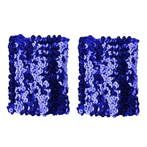 iiniim Damen Armstulpen Glitzer Handstulpen Pailletten Armbänder Kurz Fingerlose Handschuhe Accessoires Disco Fasching Karneval Kostüm Blau Einheitsgröße von iiniim