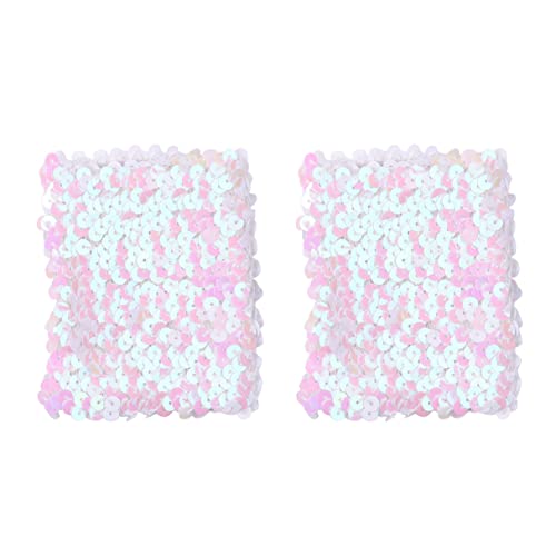 iiniim Damen Armstulpen Glitzer Handstulpen Pailletten Armbänder Kurz Fingerlose Handschuhe Accessoires Disco Fasching Karneval Kostüm Weiß Einheitsgröße von iiniim