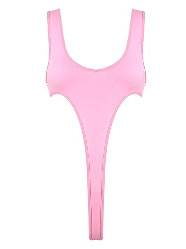 iiniim Damen Body Stringbody Einteiler Bikini Tankini Badeanzug Rückenfrei Bodysuit Overall Schwimmanzug B Rosa Einheitsgröße von iiniim