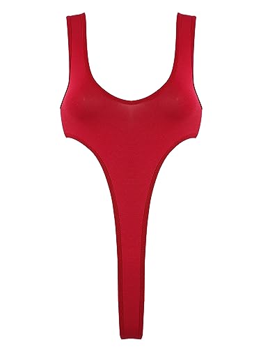 iiniim Damen Body Stringbody Einteiler Bikini Tankini Badeanzug Rückenfrei Bodysuit Overall Schwimmanzug Rot Einheitsgröße von iiniim