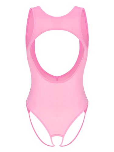 iiniim Damen Body Stringbody Einteiler Bikini Tankini Badeanzug Rückenfrei Bodysuit Overall Schwimmanzug F Rosa Einheitsgröße von iiniim