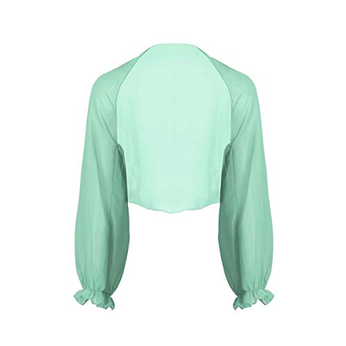 iiniim Damen Bolero Jacke Langarm Schulterjacke Cardigan Elegant Kurzes Jäckchen Casual Sport Festlich Shrug Tops Hell Grün Einheitsgröße von iiniim
