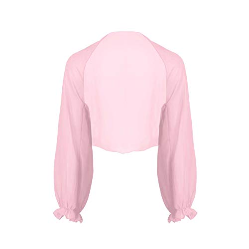 iiniim Damen Bolero Jacke Langarm Schulterjacke Cardigan Elegant Kurzes Jäckchen Casual Sport Festlich Shrug Tops Rosa Einheitsgröße von iiniim