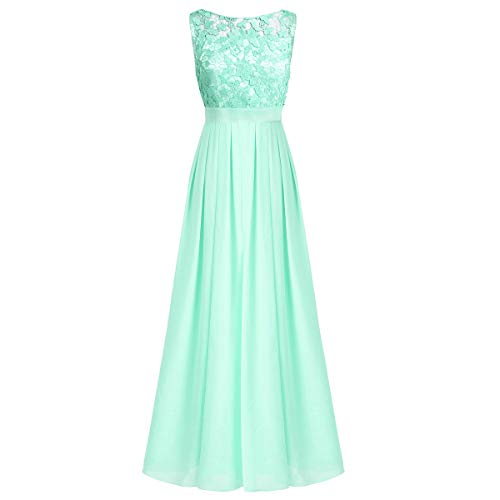 iiniim Damen Elegant Abendkleid Brautjungfer Cocktailkleid Chiffon Faltenrock Langes Kleid Festlich Hochzeit Partykleid Türkis 42 von iiniim