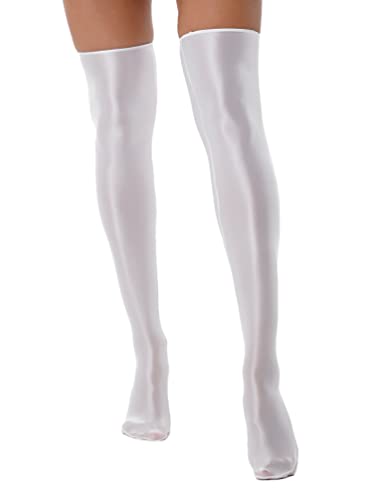 iiniim Damen Glänzend Strümpfe Overknee Nylon Kniestrümpfe Glossy Lange Socken Oberschenkel Stocking GOGO Clubwear A Weiß Einheitsgröße iiniim Damen Glänzend Strümpfe Overknee Nylon Kniestrümpfe Glossy Lange Socken Oberschenkel Stocking GOGO Clubwear A Weiß Einheitsgröße von iiniim