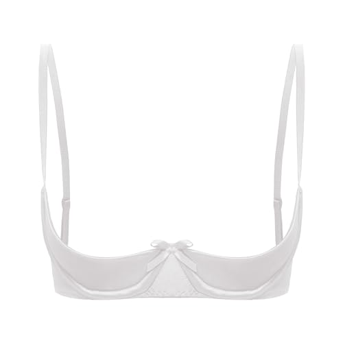 iiniim Damen Hebe BH Bustier Push Up Bra mit Bügel BH Tops Oberteile mit Zweireihigen Haken Büstenhebe Büstenhalter Dessous Unterwäsche Weiß XL von iiniim