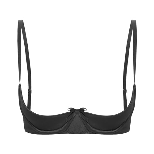 iiniim Damen Hebe BH Bustier Push Up Spitze Bra Tops mit Bügel Büstenhebe Büstenhalter Dessous Unterwäsche H Schwarz M von iiniim