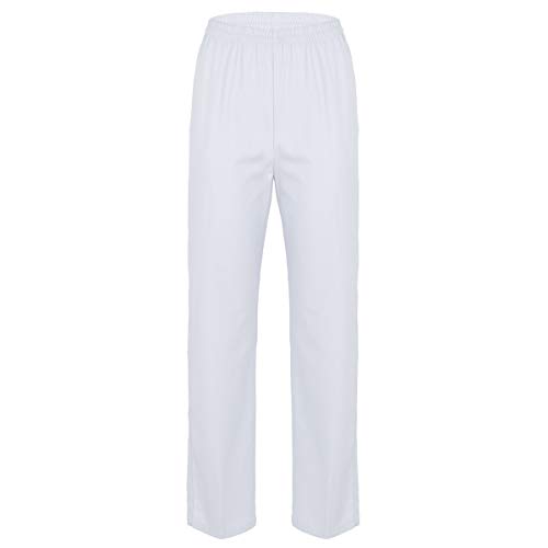 iiniim Damen Krankenschwestern Hose OP-Hosen Arzt Doktor Uniform Hosen Pflegerhose mit Gummibund Weiß XXL von iiniim