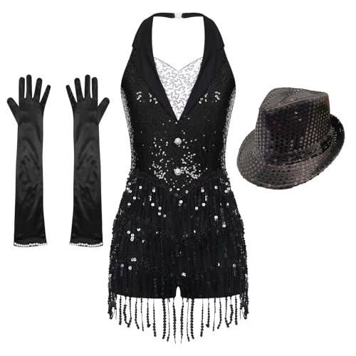 iiniim Damen Latein Tanzkleid Glitzer Ballettkleid mit Mütze Handschuhe Pailletten Fransen Jumpsuit Overall Ballsaal Show Performance Jazz Tanzkleidung Schwarz M iiniim Damen Latein Tanzkleid Glitzer Ballettkleid mit Mütze Handschuhe Pailletten Fransen Jumpsuit Overall Ballsaal Show Performance Jazz Tanzkleidung Schwarz M von iiniim