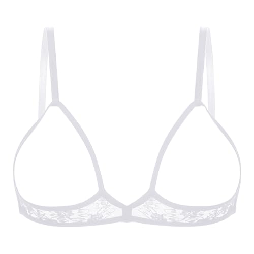 iiniim Damen Ouvert BH Hebe Bra Spitze Push Up Brustfrei Bustier Tops mit Bügel Büstenhebe Büstenhalter Dessous Unterwäsche Weiß S von iiniim