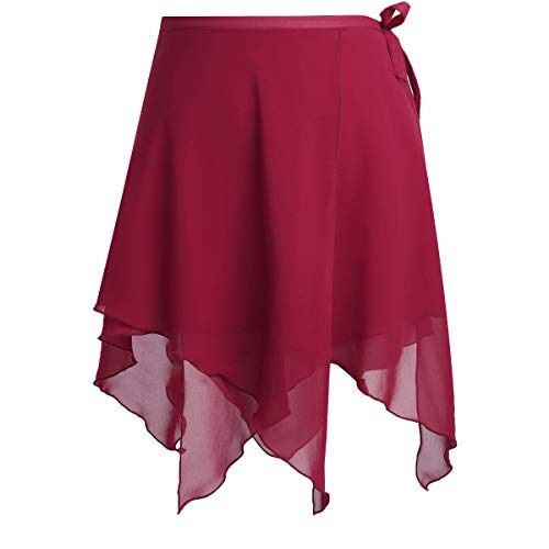 iiniim Damen Rock Chiffon Asymmetrisch Rock Ballettrock Tanzrock Ballett Trikot Wickelrock Ballerina Latein Gymnastik Tanzkleidung Ab Weinrot Einheitsgröße von iiniim