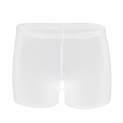 iiniim Damen Shorts Transparent Boyshort Hotpants Bikinihose Badeshorts Reizwäsche Dessous Erotik Unterwäsche Unterhose Weiß Ouvert Einheitsgröße von iiniim